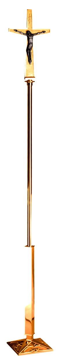 Processional Crucifix, 87", Bronze or Brass, Textured Cross, Zinc Corpus