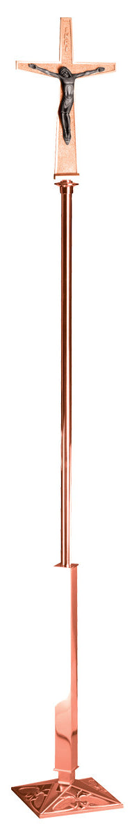Processional Crucifix, 87", Bronze or Brass, Textured Cross, Zinc Corpus