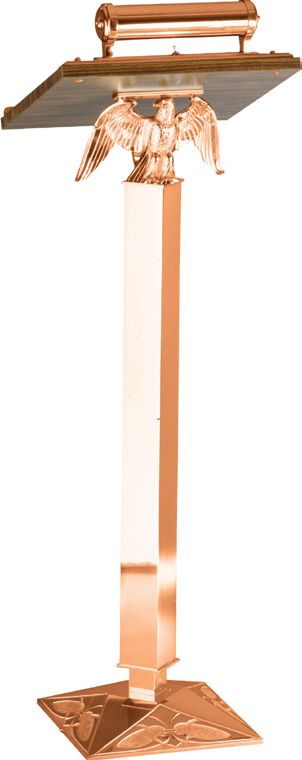 Lectern | 42" | Bronze Or Brass | Wood Bookrest | Eagle