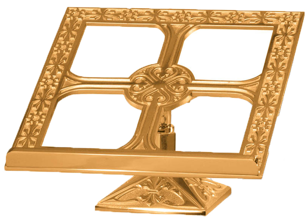 Missal Stand, 14" x 12", Brass or Bronze, Geometric Pattern