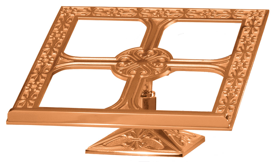 Missal Stand, 14" x 12", Brass or Bronze, Geometric Pattern