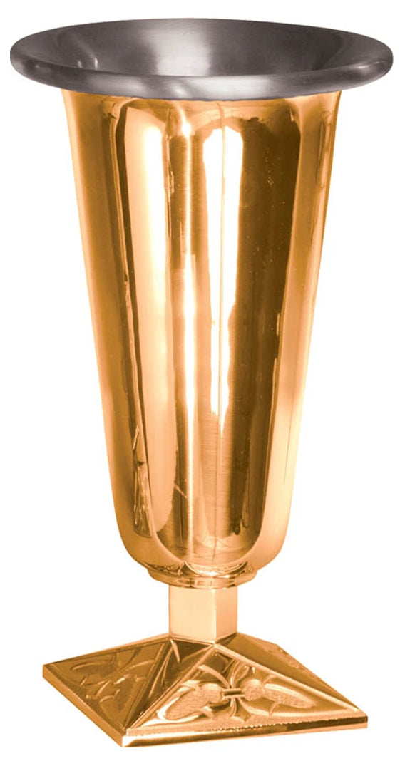 Altar Vase, 4 Sizes, Bronze or Brass, Square Base