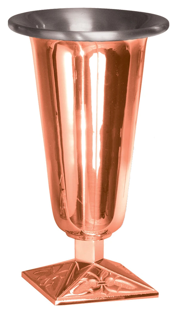Altar Vase, 4 Sizes, Bronze or Brass, Square Base