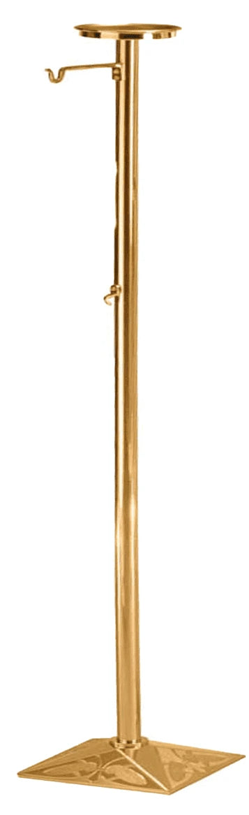 Thurible Stand, Bronze or Brass, 1 Shelf, 2 Hooks, Square Base