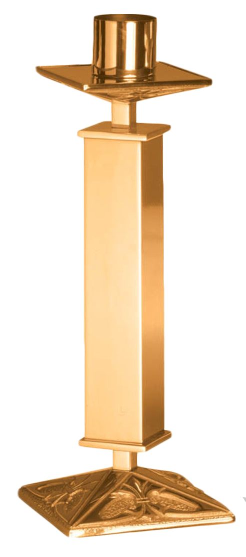 Altar Candlestick, 10 Sizes, Brass or Bronze, Square Base & Column