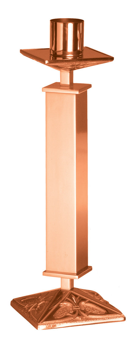 Altar Candlestick, 10 Sizes, Brass or Bronze, Square Base & Column