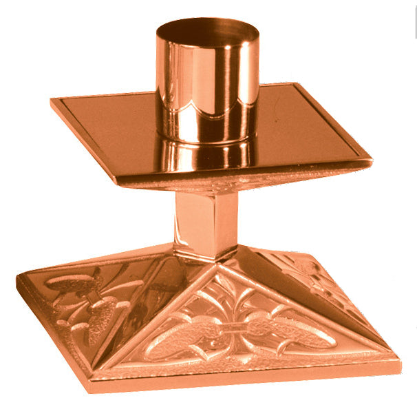 Altar Candlestick, 3-1/2", Brass or Bronze, Square Base & Column