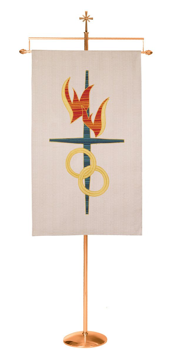 Processional Banner Stand | 105" | Brass or Bronze | For Banners Up to 36" W | Round Base