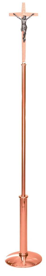 Processional Crucifix, 77", Bronze or Brass, Textured Surface With INRI