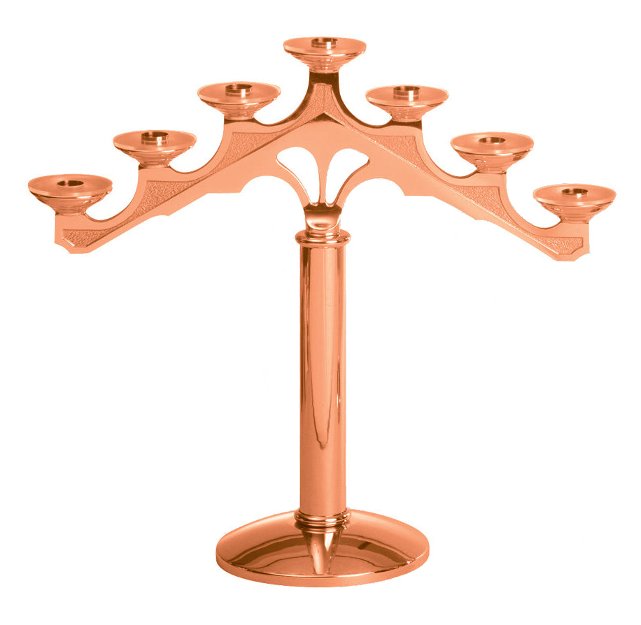 Altar Candelabra, Bronze or Brass, Fixed Arm, Round Base