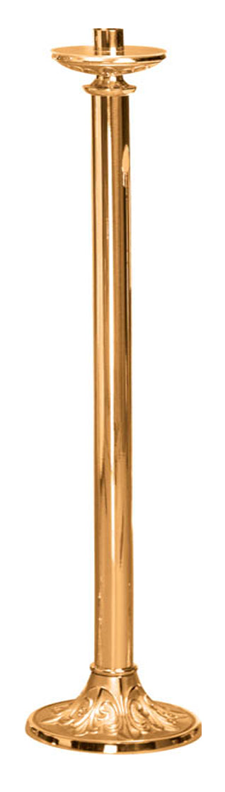 Floor Candlestick, 44", Brass or Bronze, Round Column & Embellished Base
