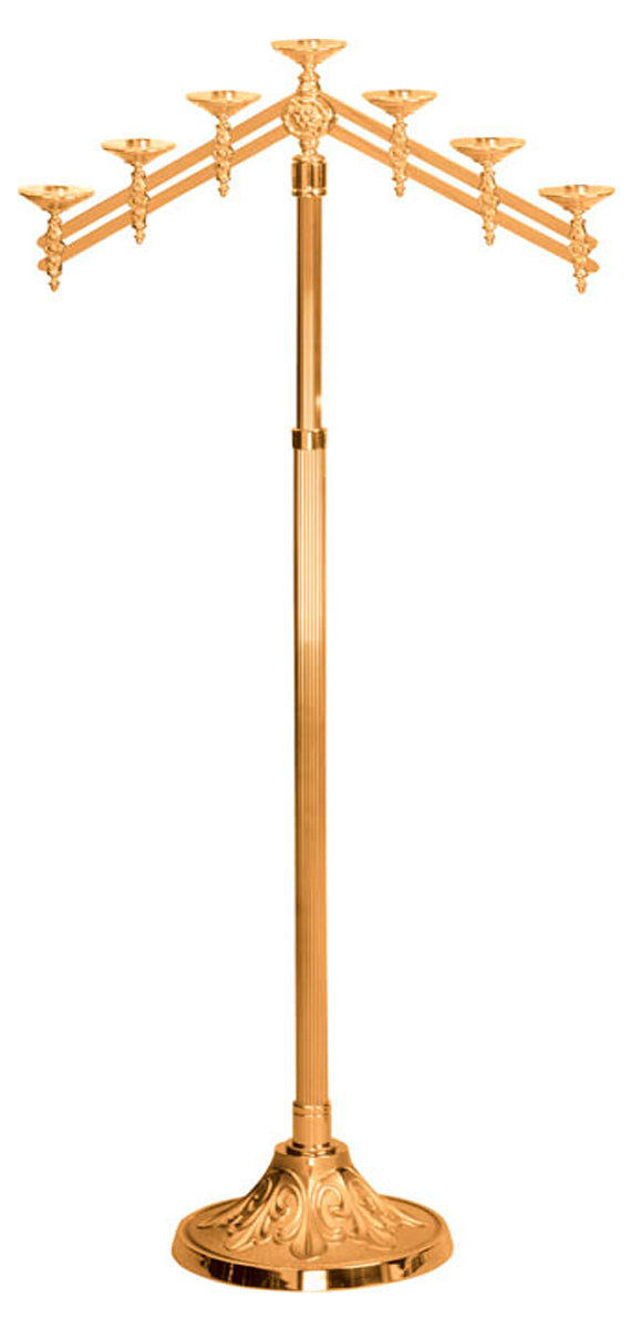 Floor Candelabra, 3, 5 or 7 Sconce, Bronze or Brass, Adjustable