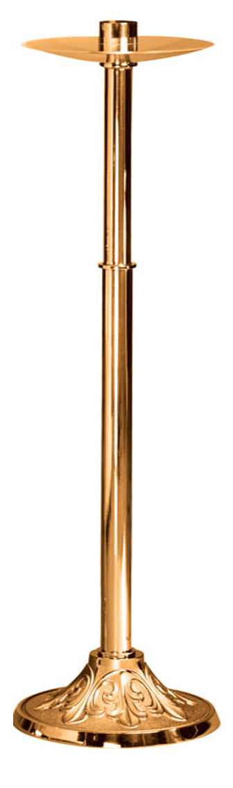 Processional Candlestick, 46", Bronze or Brass, Round Base, 1-1/2" Socket