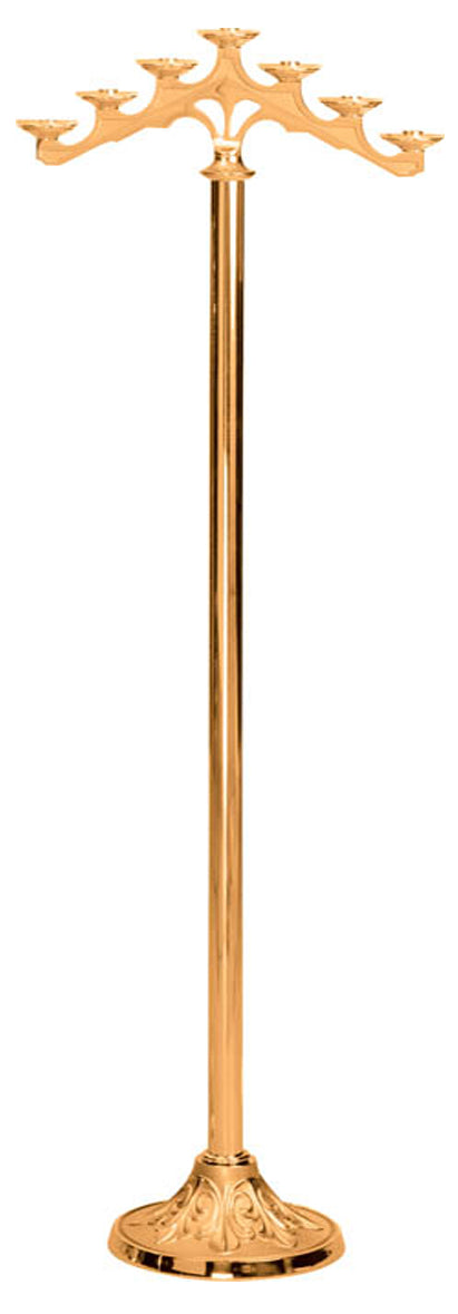 Floor Candelabra, 3, 5 or 7 Sconce, Bronze or Brass, Fixed Arm, Round Base