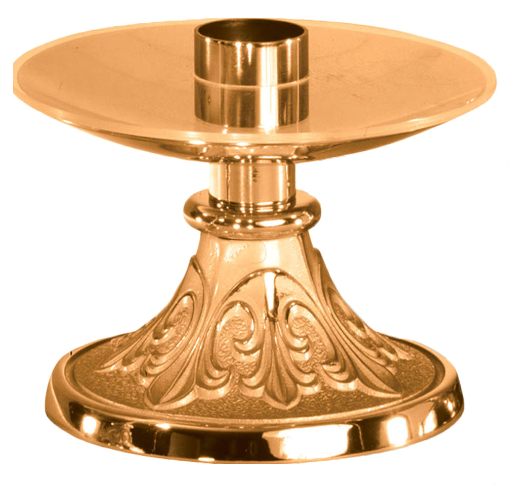 Altar Candlestick, 4-1/2", Brass or Bronze, Round Base & Column