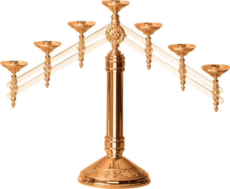 Altar Candelabra, 3, 5 or 7 Sconces, Bronze or Brass, Adjustable