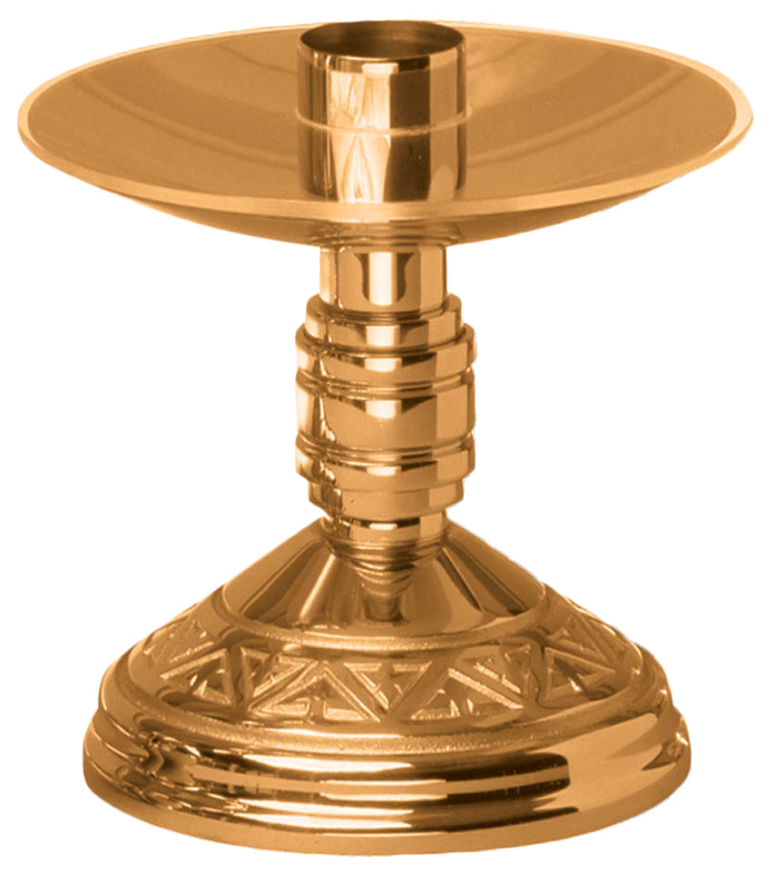 Altar Candlestick, 5", Brass or Bronze, Round Base & Column