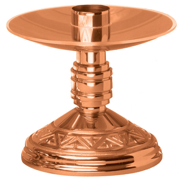 Altar Candlestick, 5", Brass or Bronze, Round Base & Column