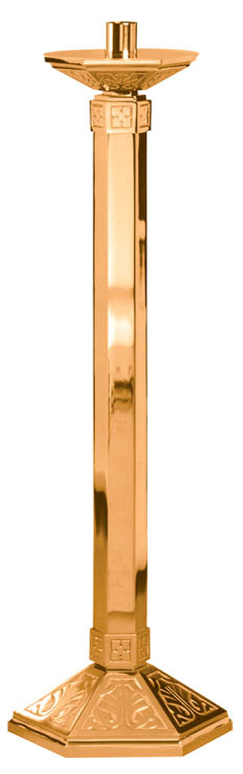 Paschal Candlestick, 2 Sizes, Brass or Bronze, Hexagonal Column & Base