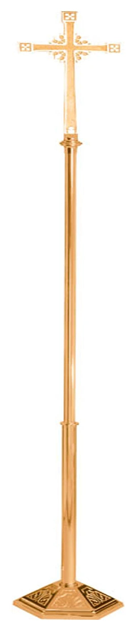 Processional Cross, 92" | Bronze or Brass, Textured Cross, Flared