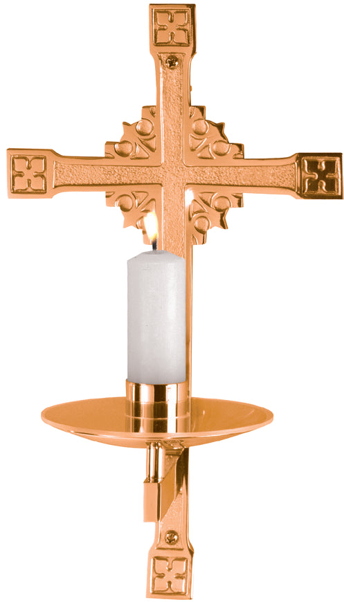 Consecration Candleholder, 9" x 16", Bronze or Brass, 1-1/2" Socket