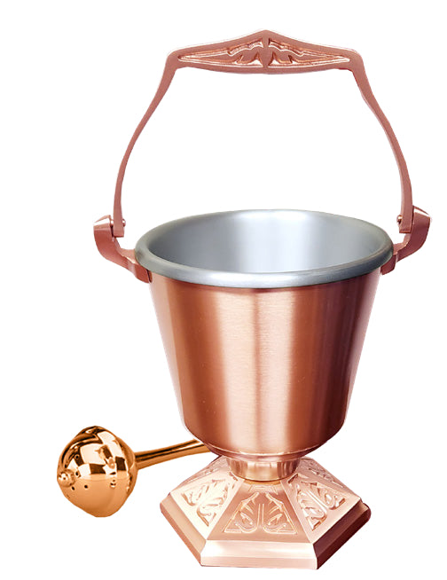 Aspersorium Set, Bronze or Brass, Includes Aspergillum, Hexagonal Base