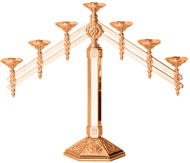 Altar Candelabra, 3, 5 or 7 Sconces, Bronze or Brass, Adjustable