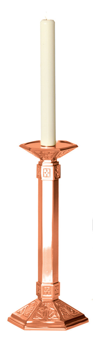 Altar Candlestick, 10 Sizes, Brass or Bronze, Hexagonal Base & Column