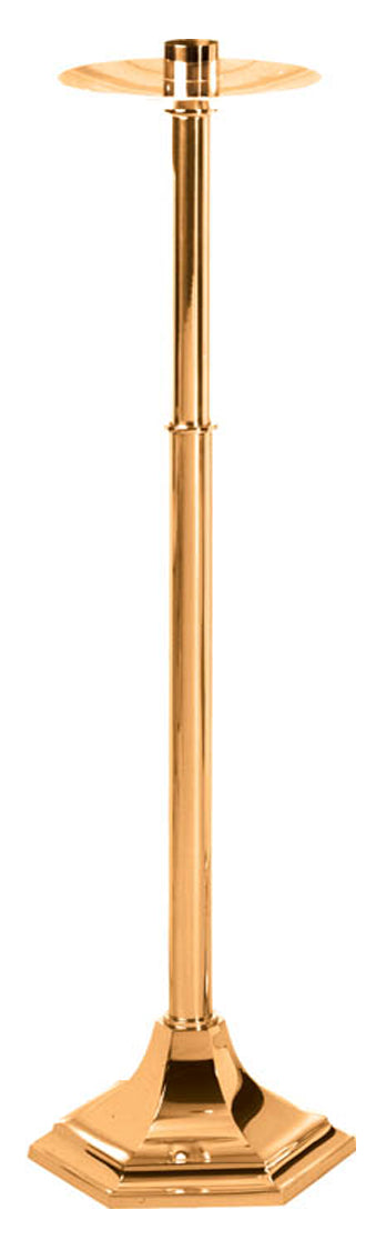 Processional Candlestick, Bronze or Brass, Hexagonal Base, 46"