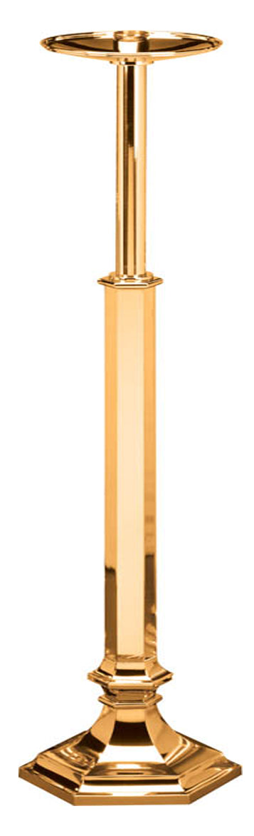 Processional Candlestick, Bronze or Brass, Hexagonal Base, 44"