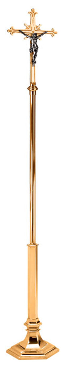 Processional Crucifix, Bronze or Brass, Embellished Cross, 92"