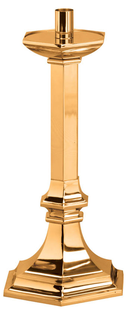Paschal Candlestick, 28", Brass or Bronze, Hexagonal Column & Base