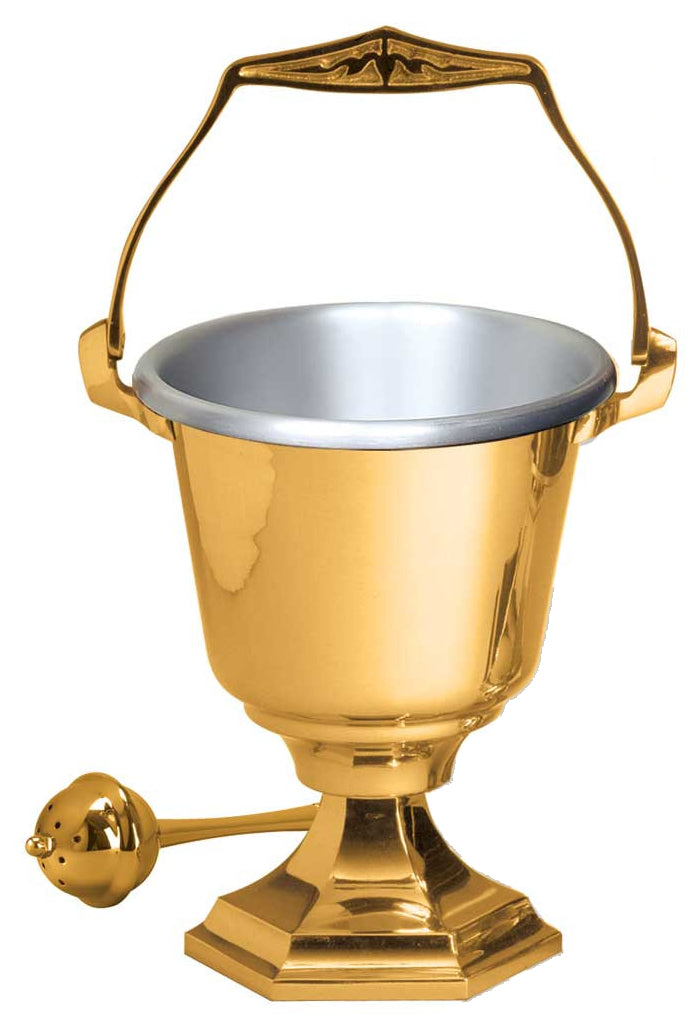 Aspersorium Set with Hexagon Base, Bronze or Brass