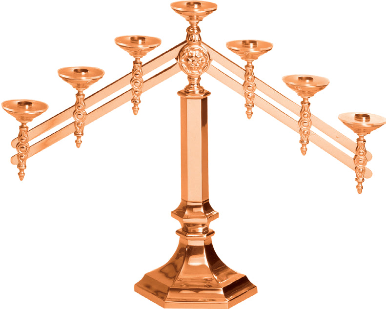 Altar Candelabra, 3, 5 or 7 Sconces, Bronze or Brass, Adjustable