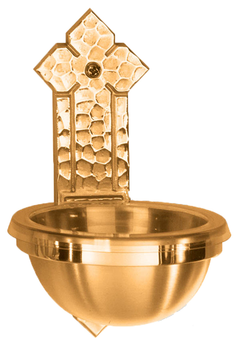 Holy Water Font, Wall Mount, 3" x 8", Brass or Bronze
