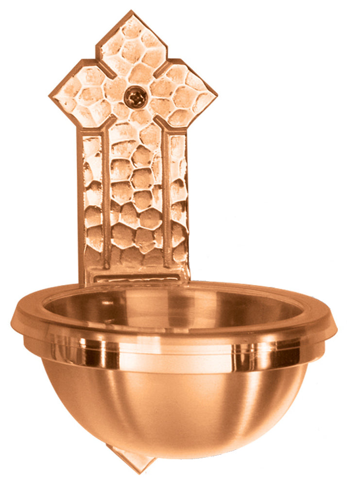 Holy Water Font, Wall Mount, 3" x 8", Brass or Bronze