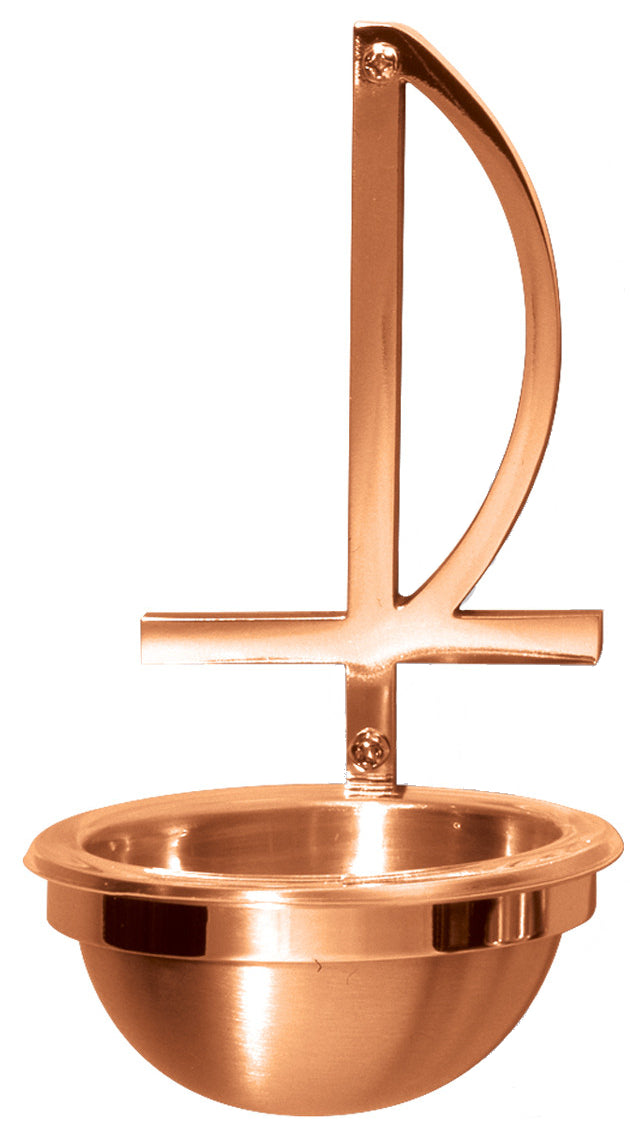 Holy Water Font, Wall Mount, Bronze, Chi Rho