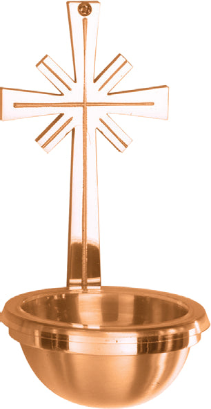 Holy Water Font, Wall Mount, Bronze, Cross