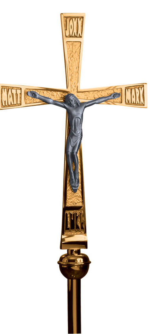 Processional Crucifix, 91", Bronze or Brass, Gospel Names