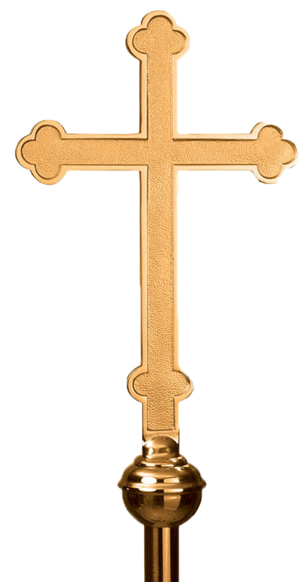 Processional Cross, 2 Sizes, Bronze or Brass, Budded, 54" Staff