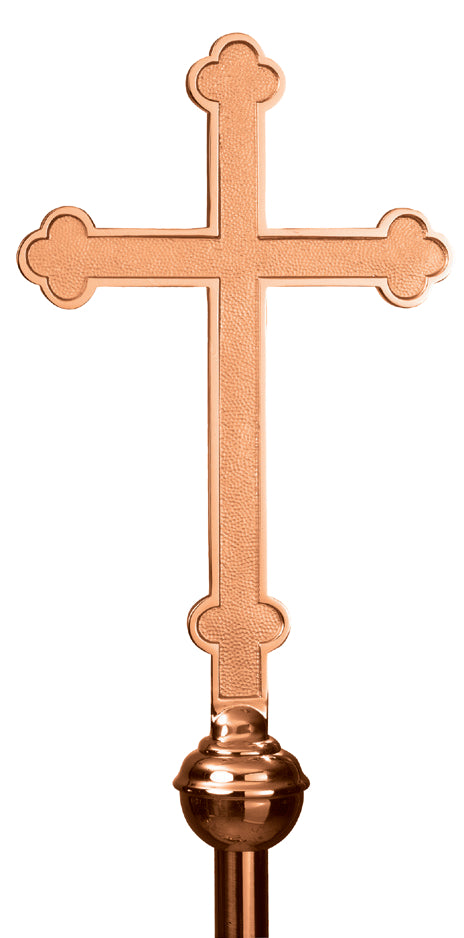 Processional Cross, 2 Sizes, Bronze or Brass, Budded, 54" Staff