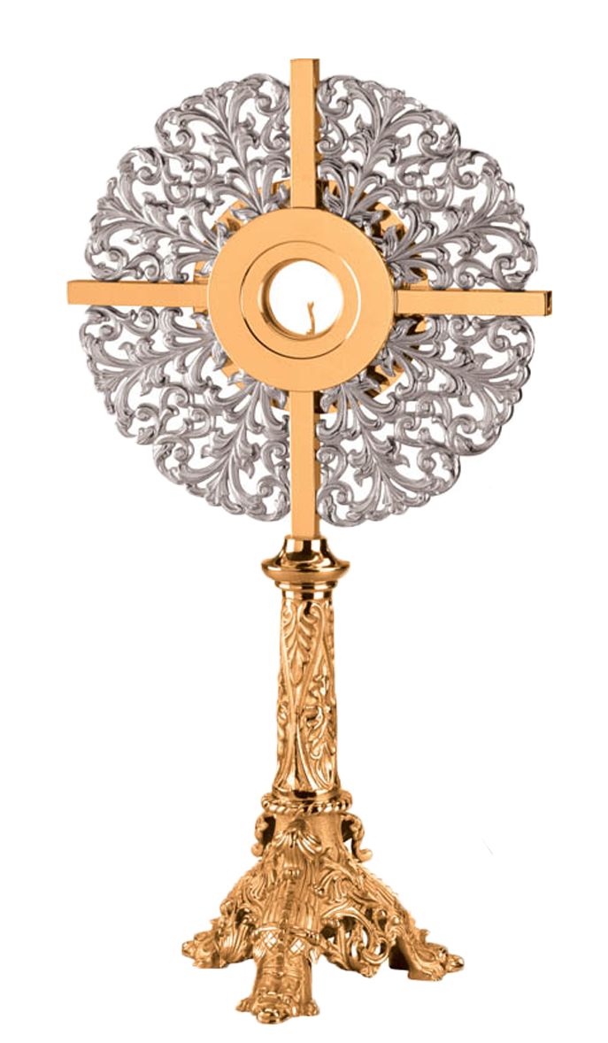 Monstrance | 28" | Bronze or Brass | Two-Toned | Footed Base