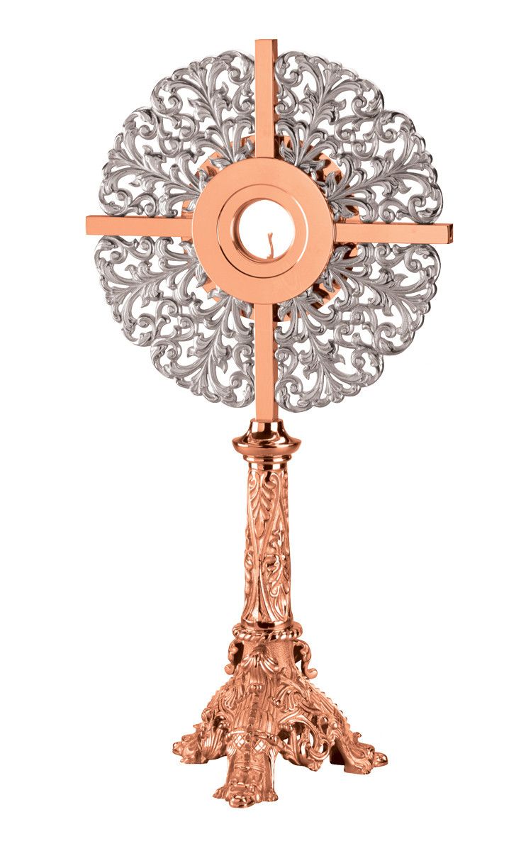 Monstrance | 28" | Bronze or Brass | Two-Toned | Footed Base