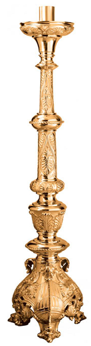 Paschal Candlestick, 76", Bronze or Brass, Ornate Style, Footed Base