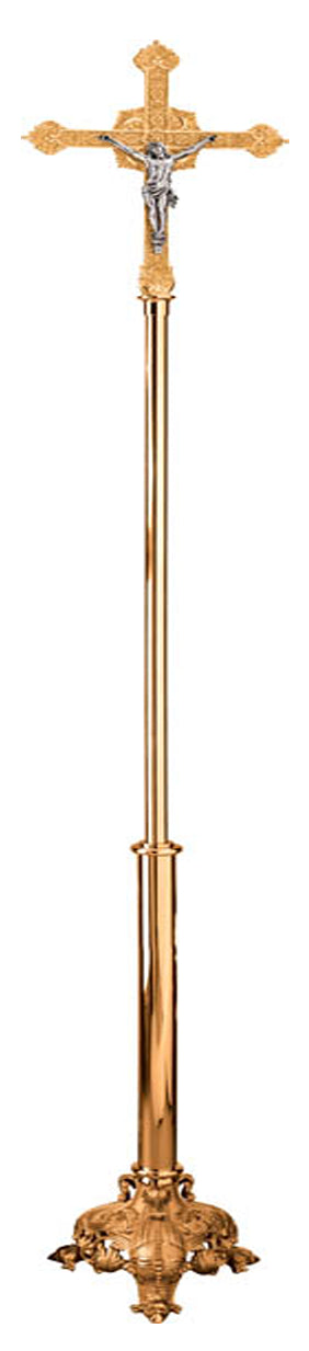 Processional Crucifix, 2 Sizes, Bronze or Brass, Ornate
