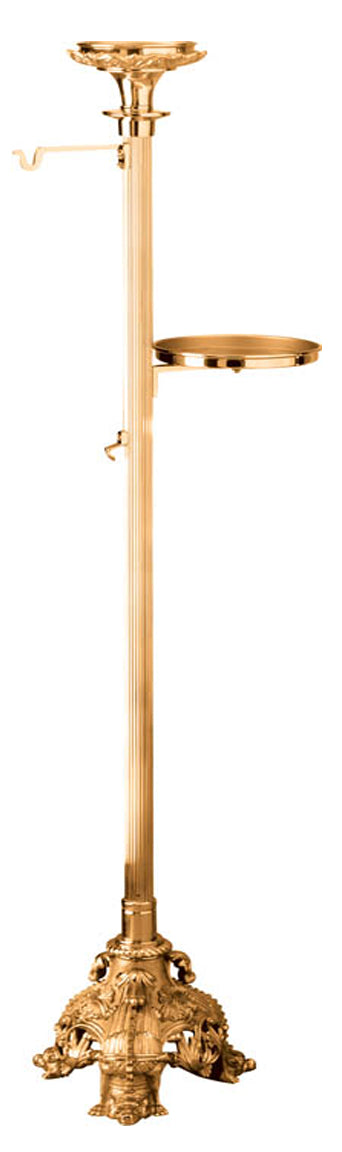 Thurible Incense Boat & Aspersorium Stand, Bronze or Brass, 2 Shelves, 2 Hooks, Footed Base