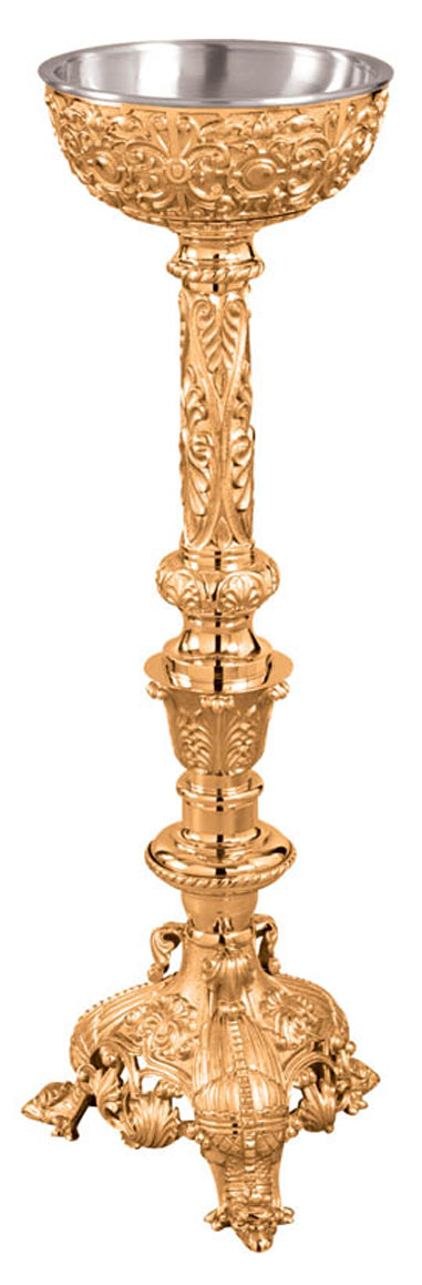 Standing Holy Water Font, Bronze or Brass, Footed Base