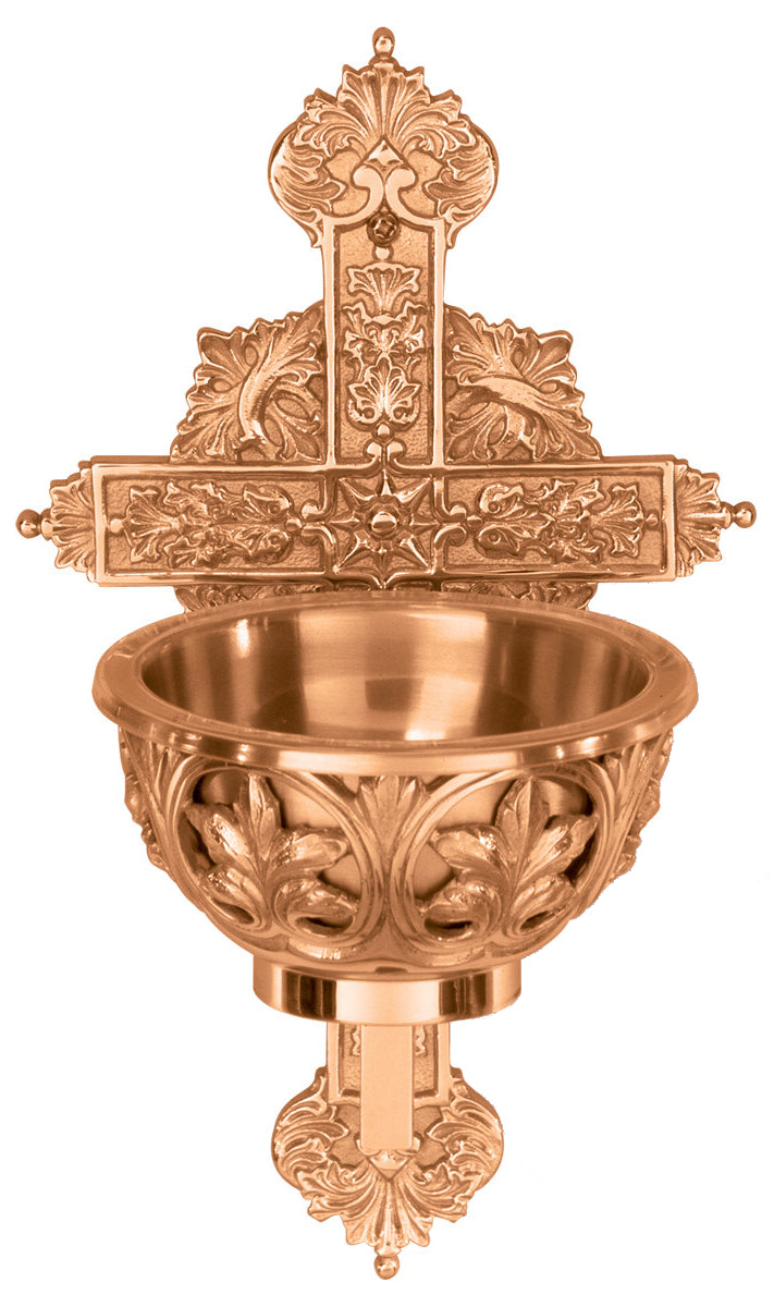 Holy Water Font, Wall Mount, Ornate Cross