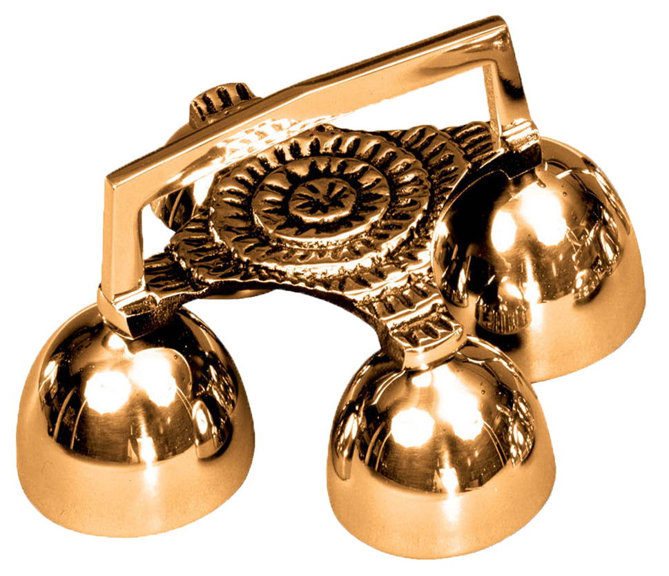Altar Bells, 4 Bells, Bronze or Brass, Ornate Handle