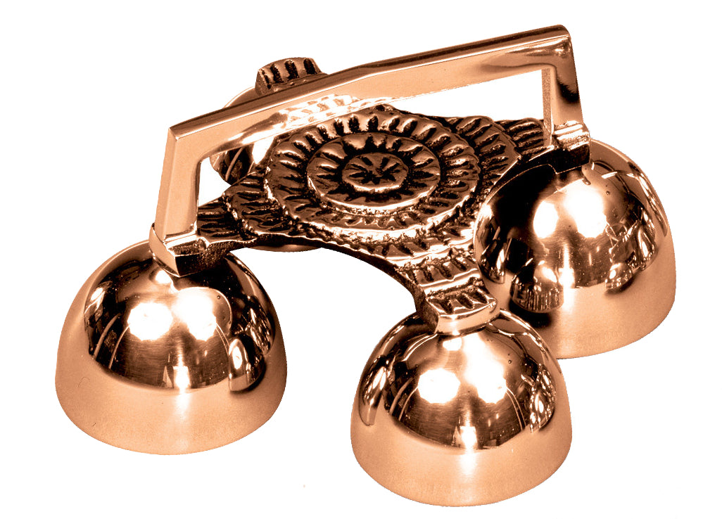 Altar Bells, 4 Bells, Bronze or Brass, Ornate Handle